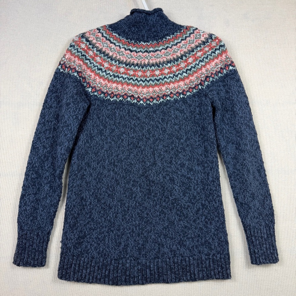 L.L. Bean Mock Neck Fair Isle Sweater SMALL Chunky Knit - Picture 4 of 8